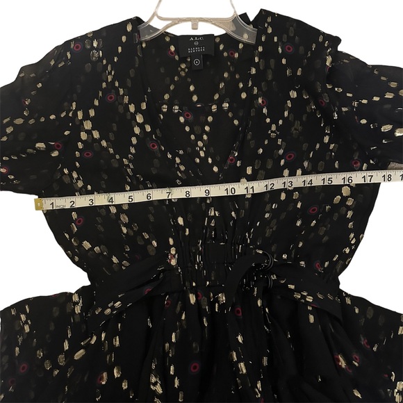 A.L.C.x Barney’s Samantha Deep-V Long-Sleeve Silk Midi Dress Size 6 - Picture 10 of 14